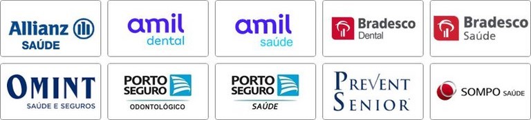 Allianz Saúde, Amil Saúde, Bradesco Saúde, Omint Saúde, Porto Saúde, Prevent Sênior, Sompo Saúde